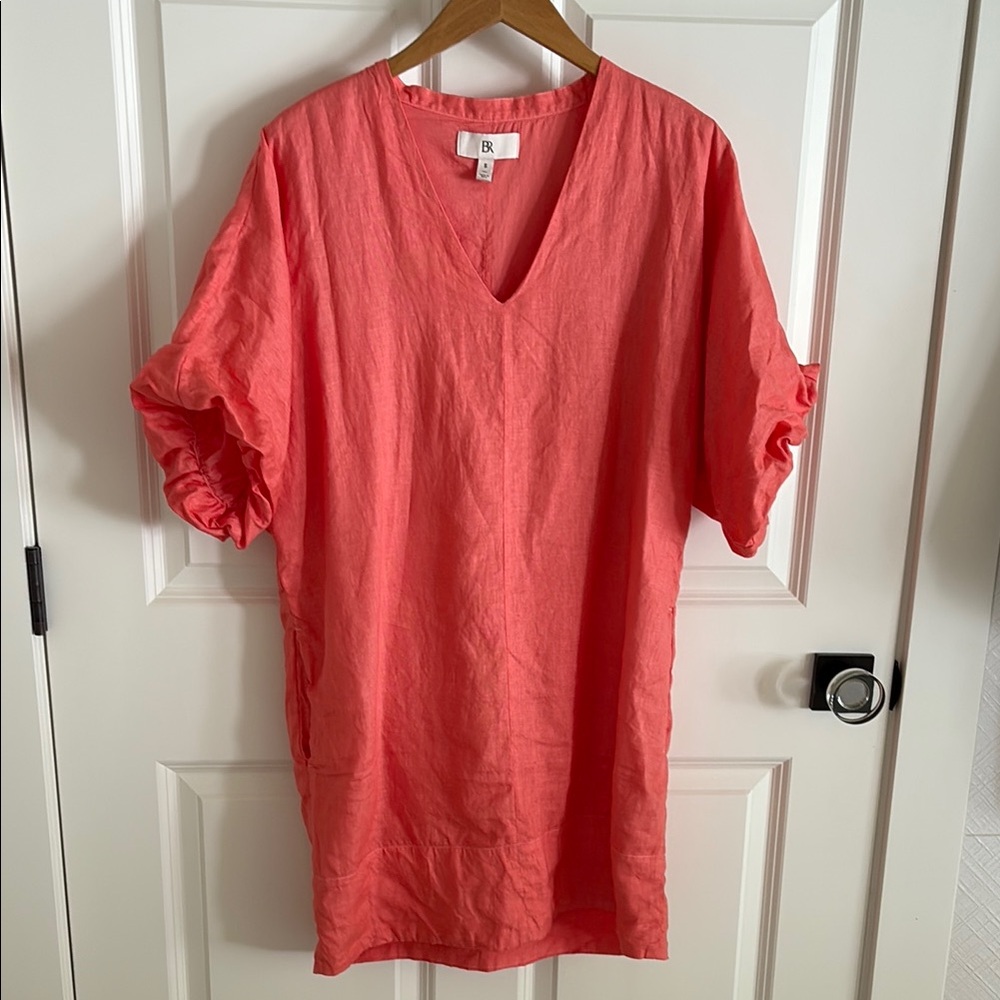 Banana Republic Linen Coral Midi Dress -NWOT
